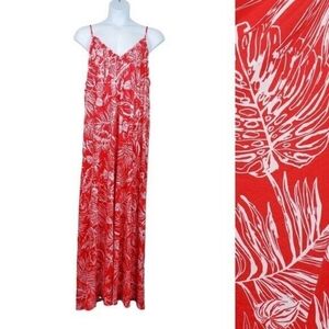 ASOS Tall Sleeveless Red White Tropical Hawaiian Print Maxi Dress Size 16